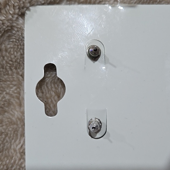 Silver Tone Pink Rhinestone Pierced Earrings - Picture 3 of 4